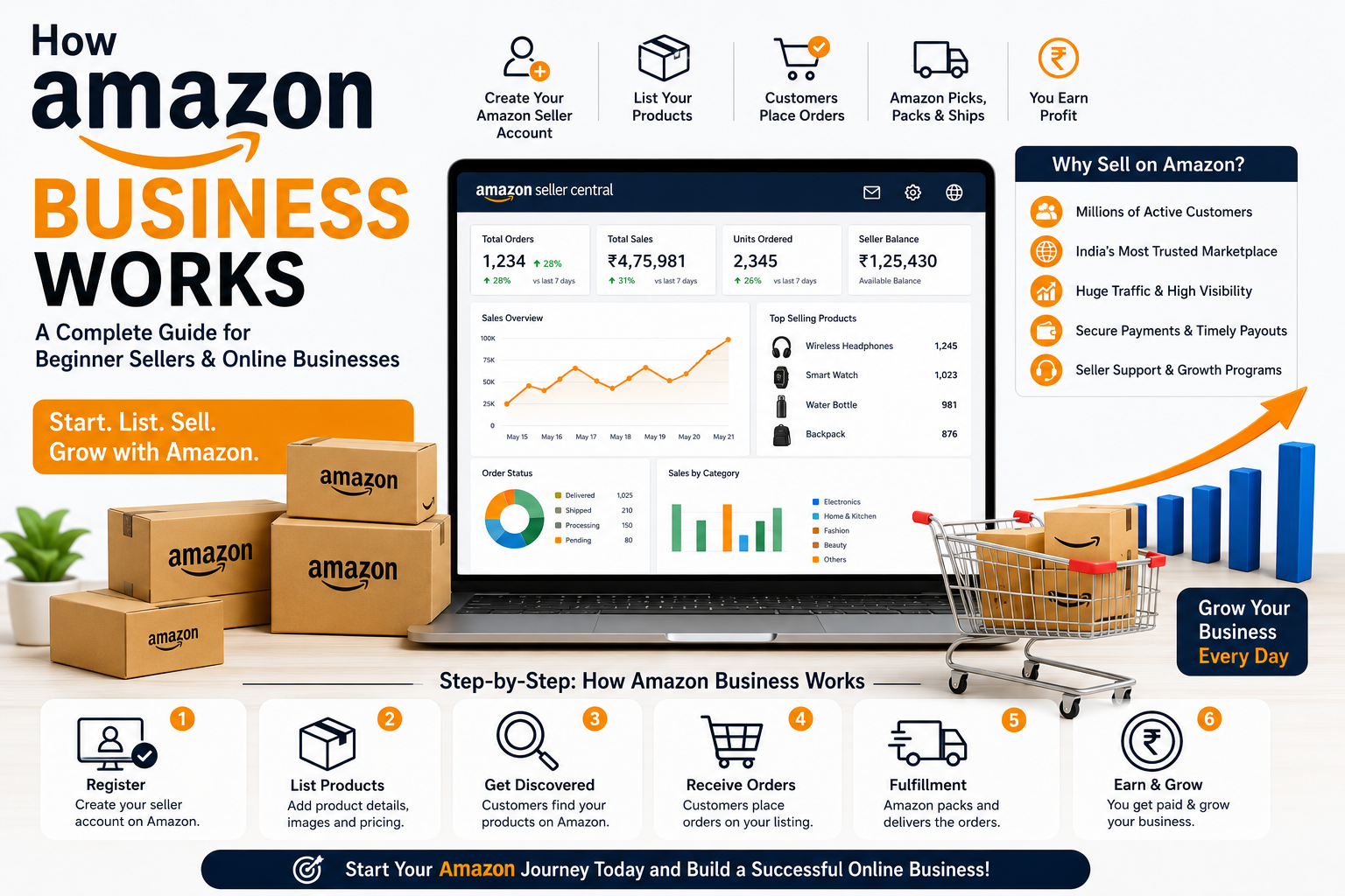 How Amazon business works for beginner sellers and online businesses
