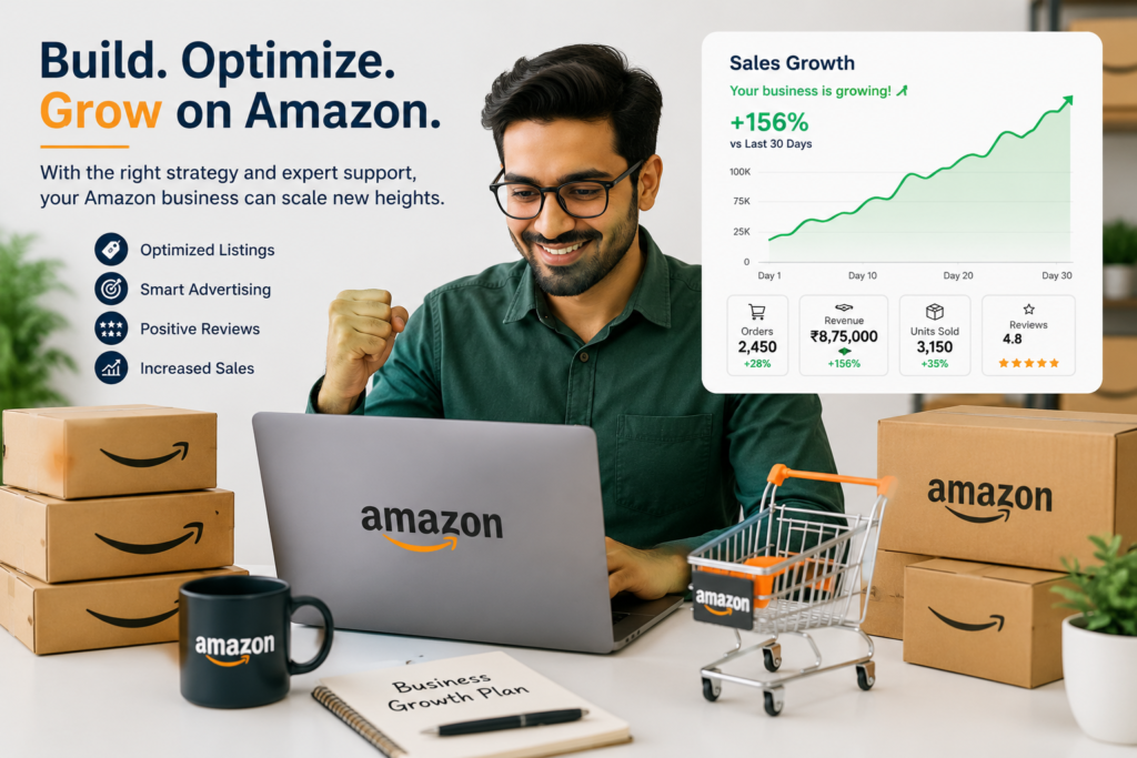 Successful Amazon business growth with optimized product listings and expert support