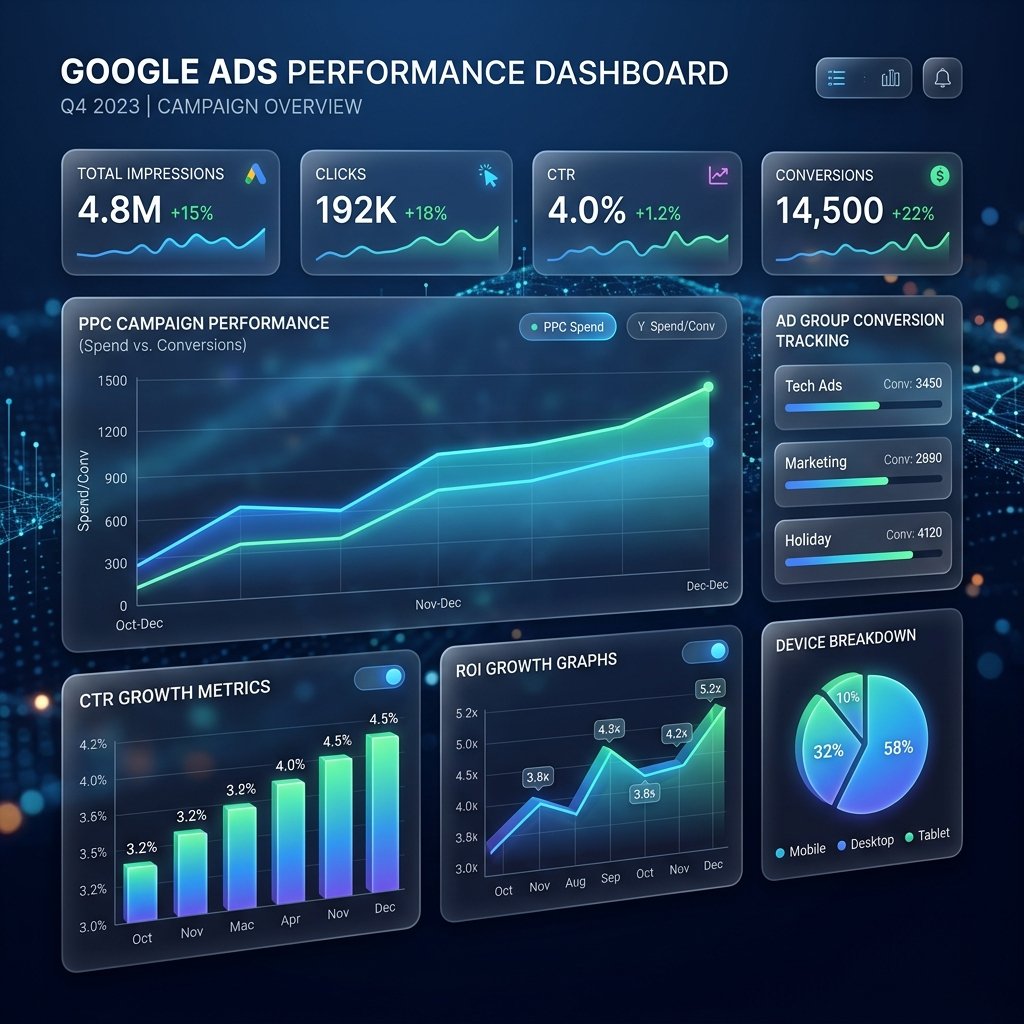 Google Ads Performance Dashboard Mockup