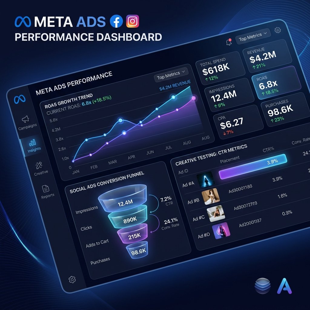 Meta Ads Performance Dashboard Mockup
