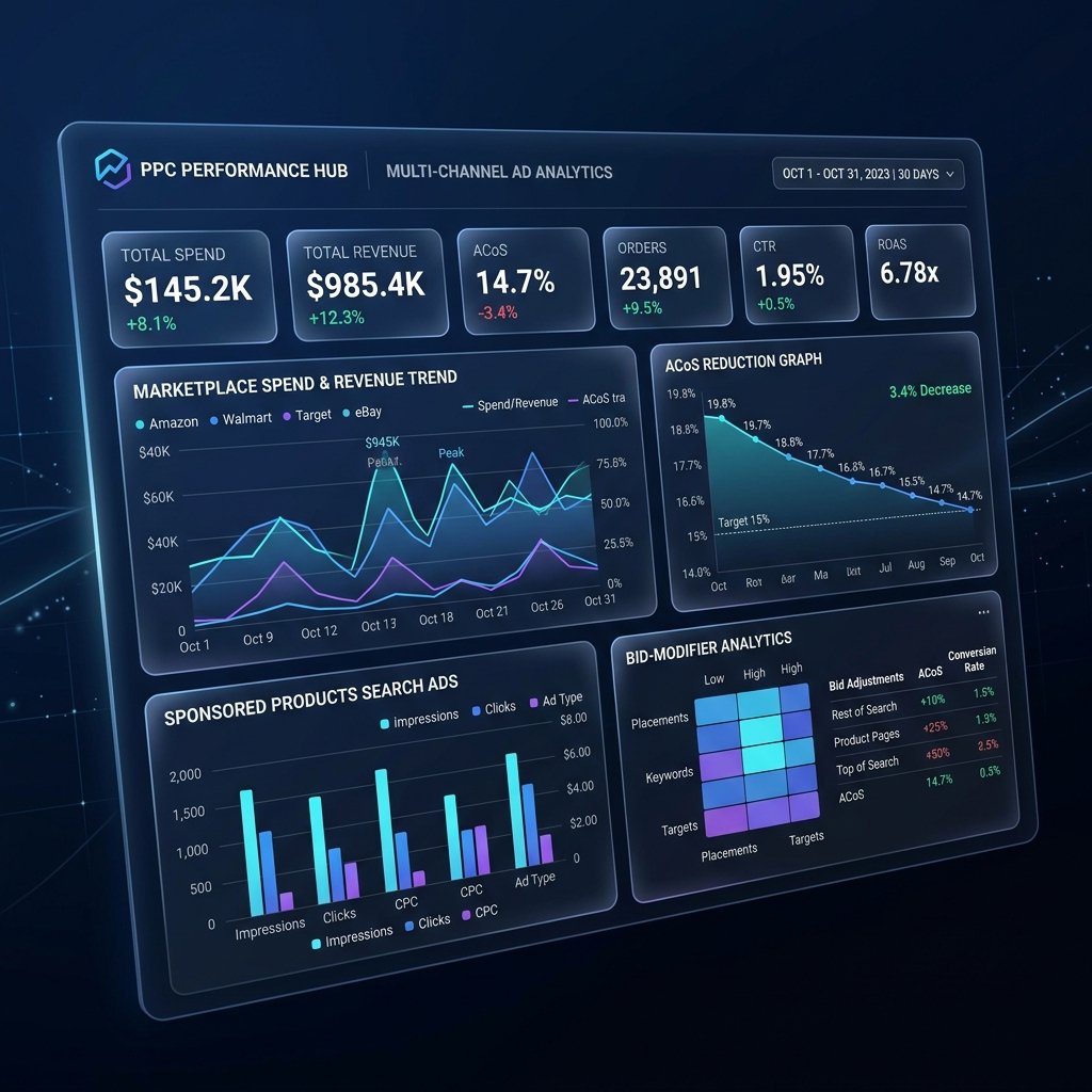 PPC Performance Dashboard Mockup